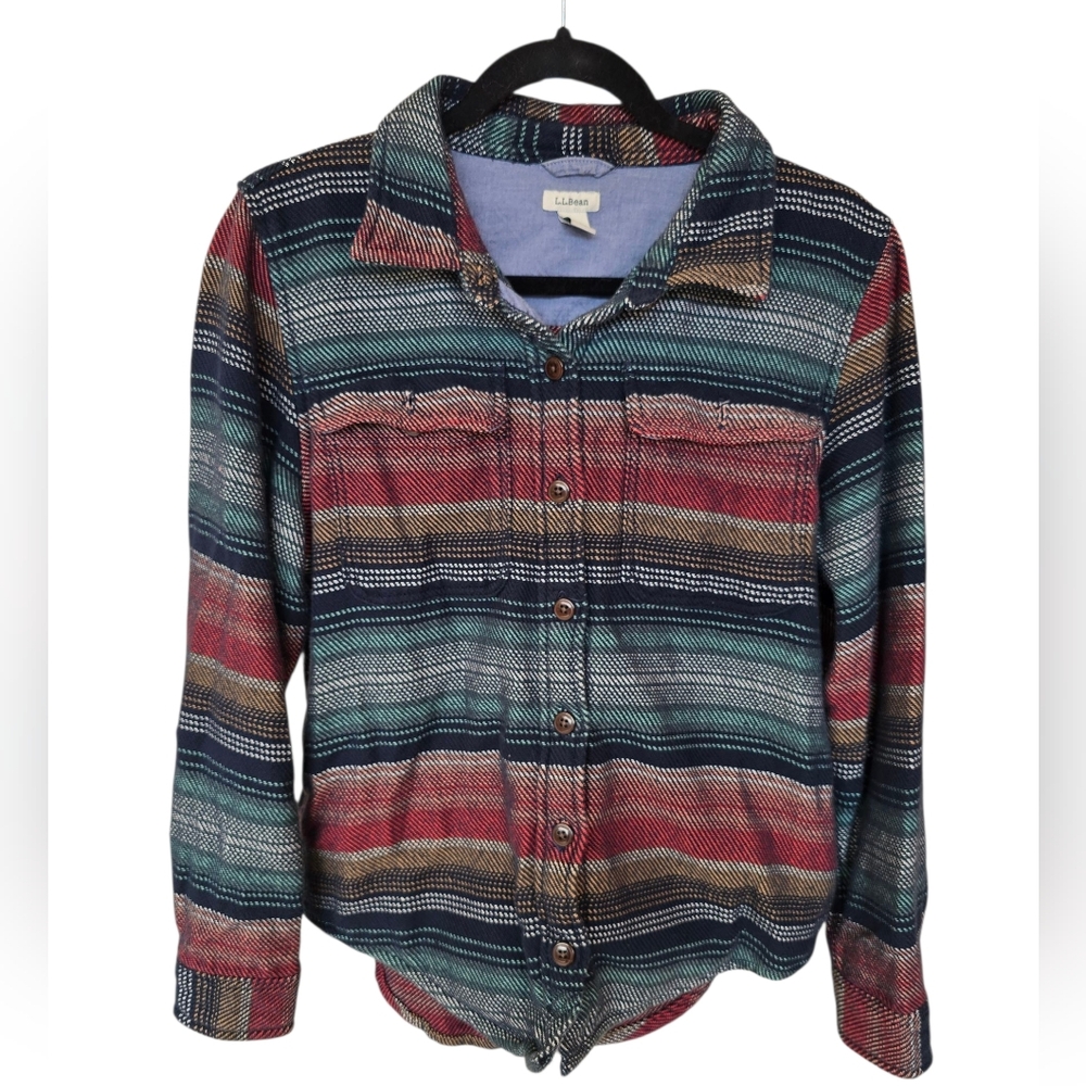 L.L. Bean Women’s 1912 Overshirt Chunky Cotton Twill Shacket Button Down Size SP
